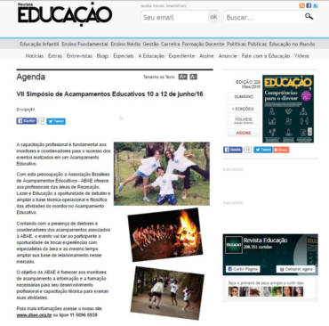 Revista Educação divulga o VII Simpósio de Acampamentos Educativos